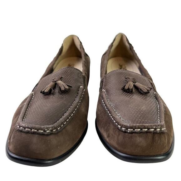 Sas Hope USA Made Brown Nubuck Leather Square Toe Flats Slip On Loafers 9.5 N - Picture 7 of 16